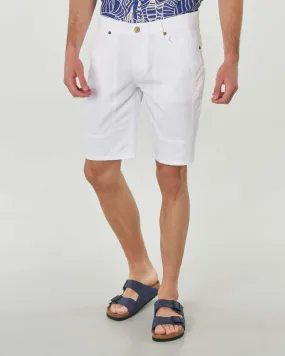 Bermuda bianco in gabardina di cotone stretch con toppa