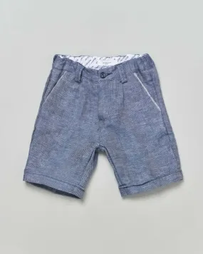 Bermuda blu in puro lino 3-7 anni
