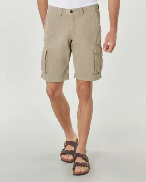 Bermuda tasconato beige in gabardina di cotone