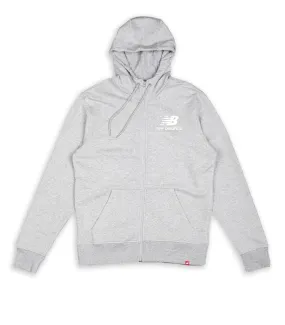 Felpa Cappuccio Zip New Balance Essential Grigio Uomo