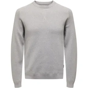 Felpe senza cappuccio Uomo Only & Sons - Onspin Reg 12 Solid Crew Knit - Grigio