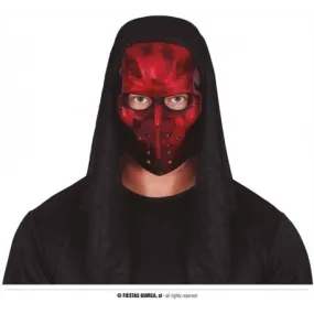 Maschera hockey rossa con cappuccio serial killer